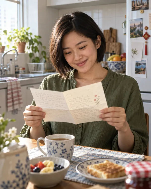 A person enjoying a handwritten letter
