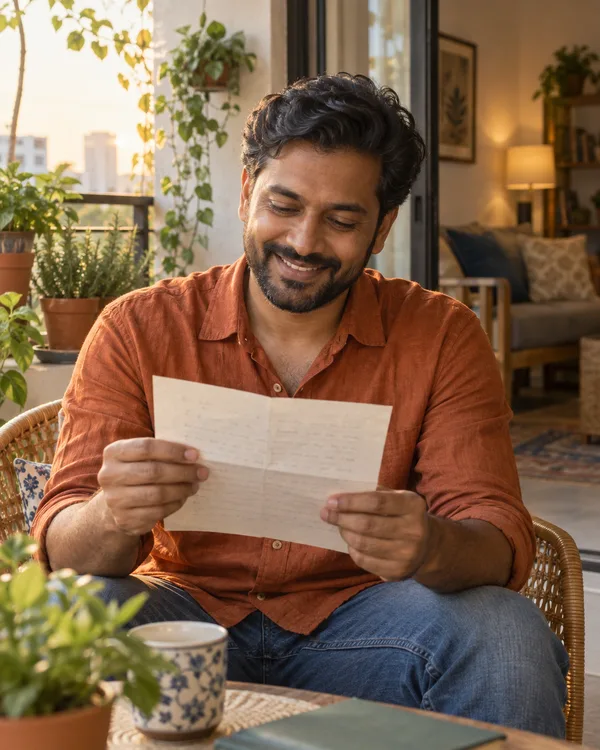 A person enjoying a handwritten letter