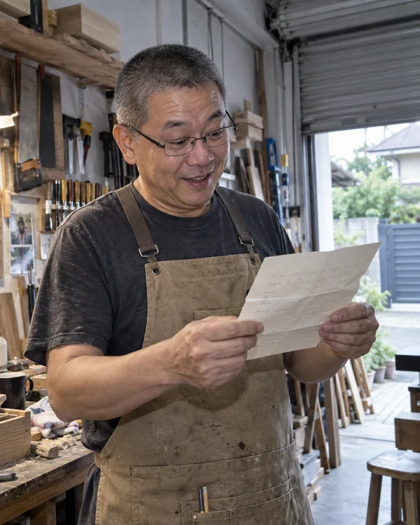 A person enjoying a handwritten letter
