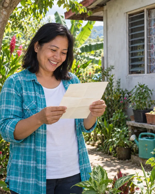 A person enjoying a handwritten letter