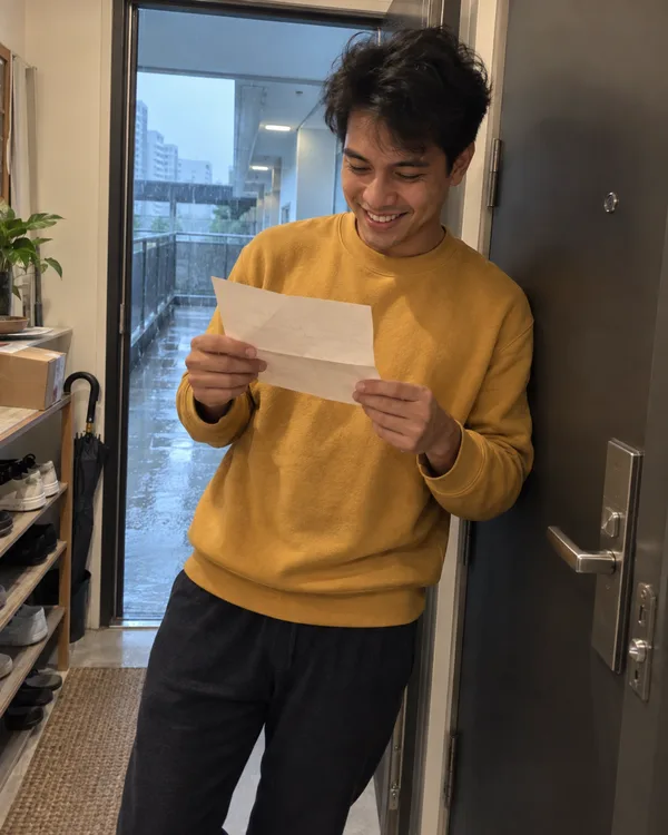 A person enjoying a handwritten letter