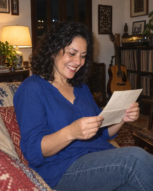 A person enjoying a handwritten letter