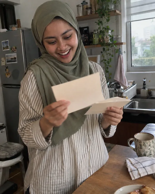 A person enjoying a handwritten letter