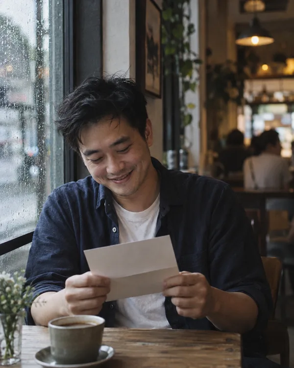 A person enjoying a handwritten letter