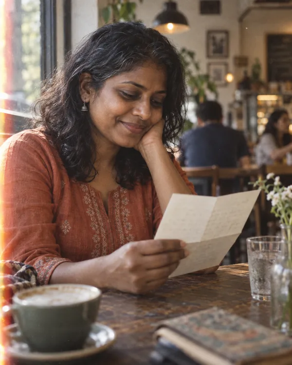 A person enjoying a handwritten letter