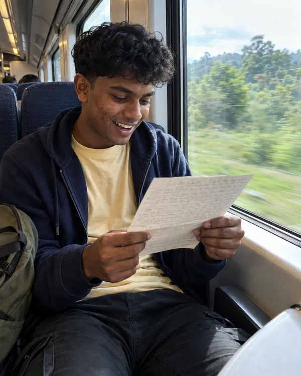 A person enjoying a handwritten letter