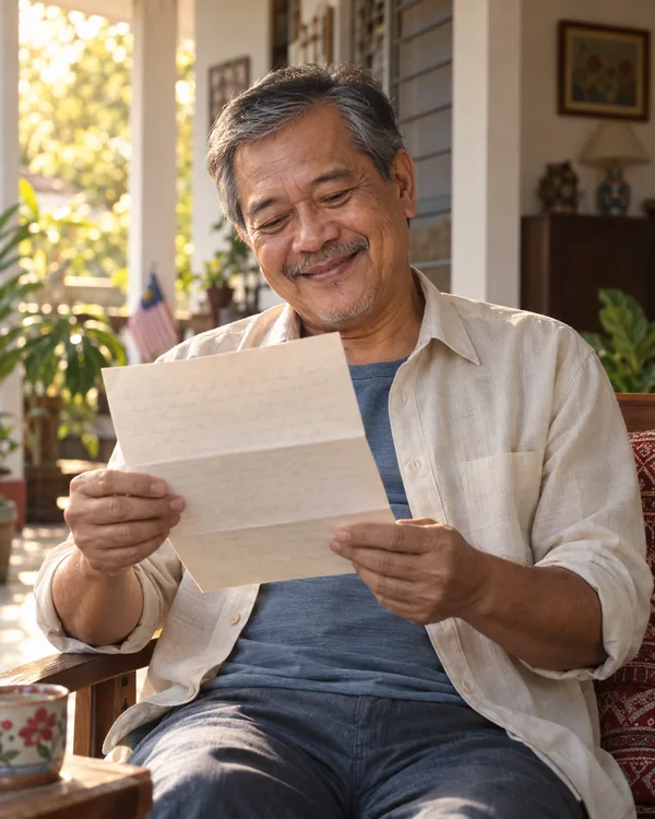A parent opening a letter