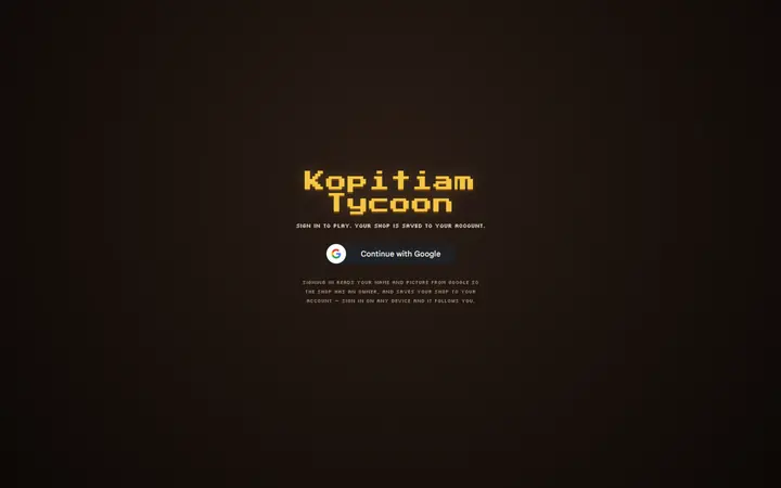 Kopitiam Tycoon on a desktop screen, captured live