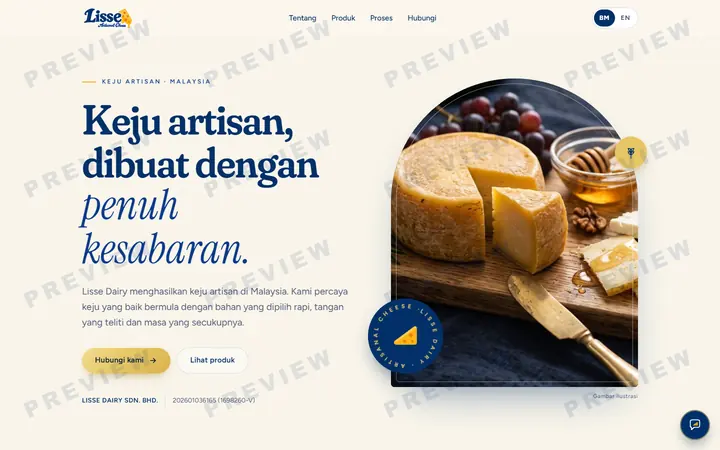 Lisse Dairy on a desktop screen, captured live