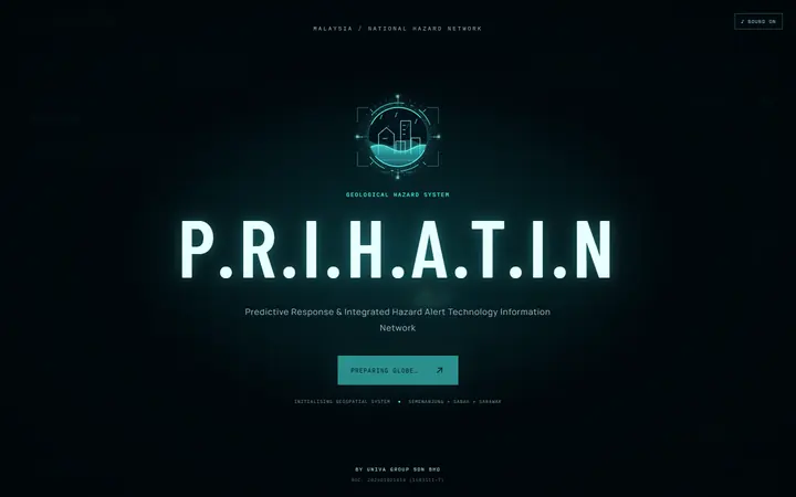 PRIHATIN on a desktop screen, captured live