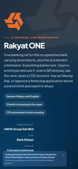 Rakyat ONE on a phone screen, captured live