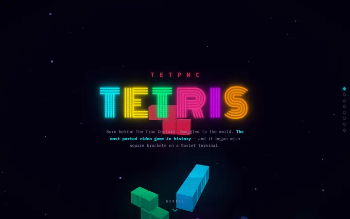 Tetris History on a desktop screen, captured live